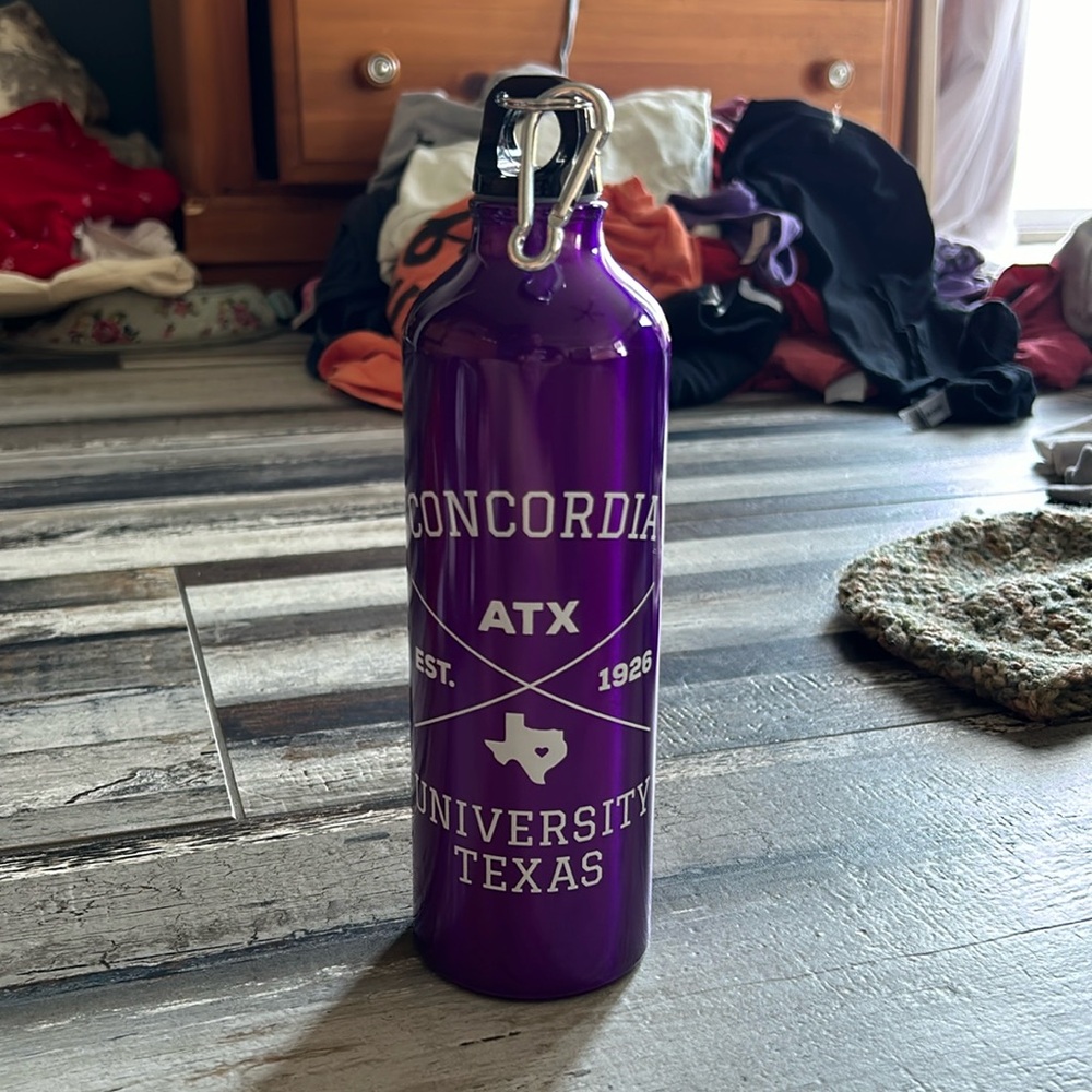 Concordia purple water bottle